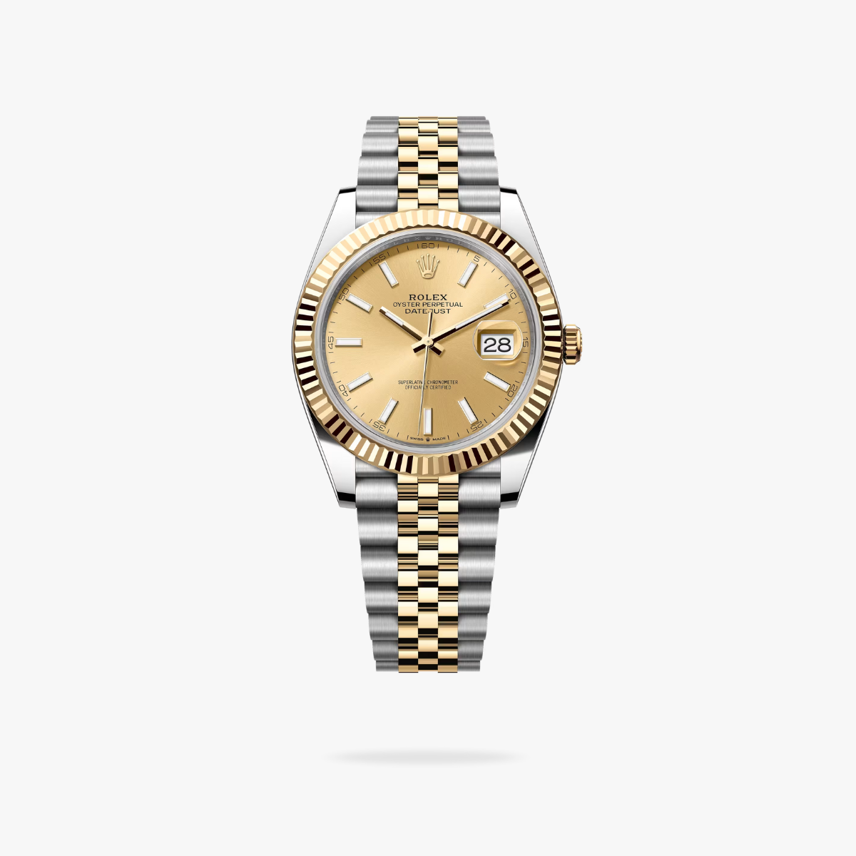 Regency Classic Date 41 mm Five-Link Fluted Bezel Champagne colour Dial 126333 3726