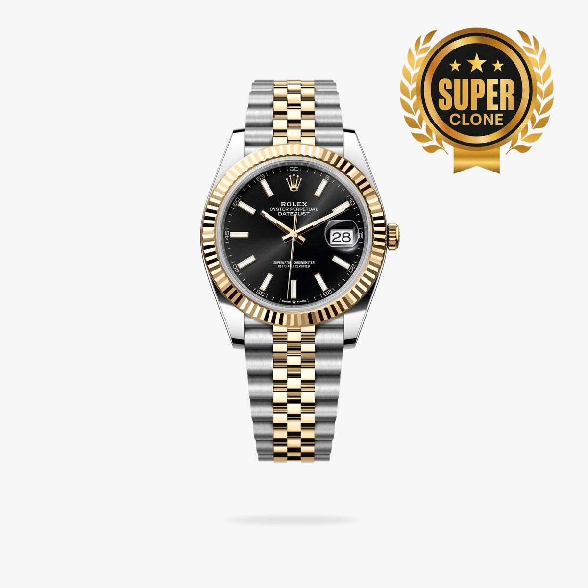 [Super Clone] Regency Classic Date 41 mm Five-Link Fluted Bezel Bright black Dial 126333 4590