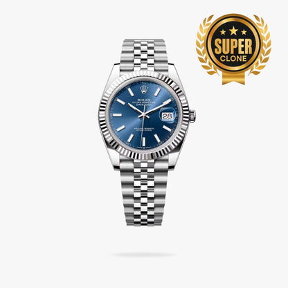 [Super Clone] Regency Classic Date 41 mm Five-Link Fluted Bezel Bright blue Dial 126334 1222