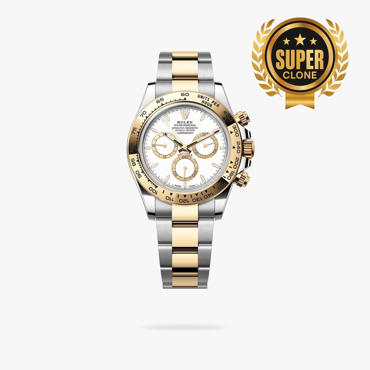 [Super Clone] Regency Racing Chronograph 40 mm Timeless Yellow Bezel White golden counter rings Dial 126503 5604