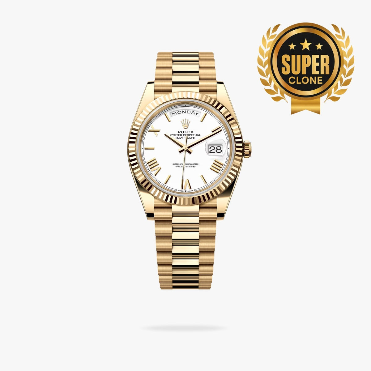 [Super Clone] Regency Weekday 40 mm Weekday Fluted Bezel White Dial 228236 8496