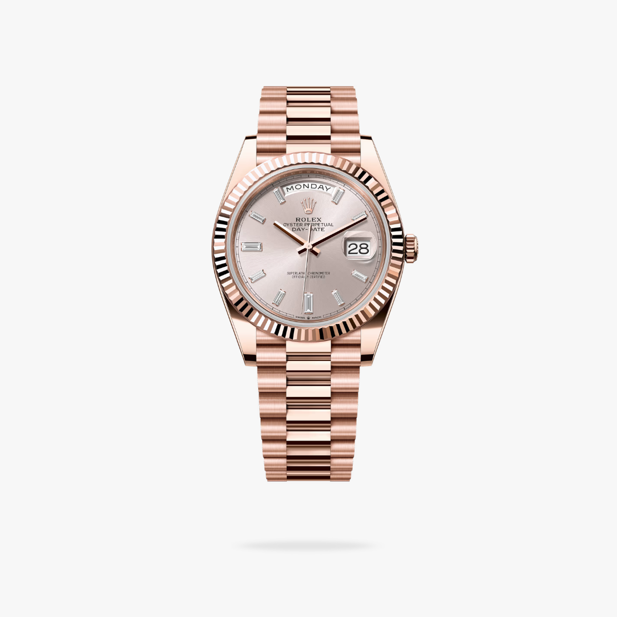 Regency Weekday 40 mm Weekday Fluted Bezel Sundust set with diamonds Dial 228235 6062