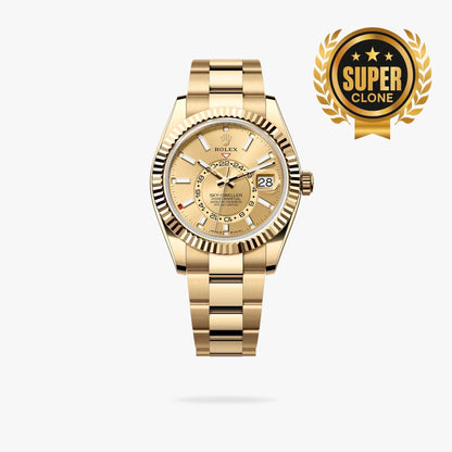 [Super Clone] Regency Dual Time 42 mm Timeless Fluted Bezel Champagne colour Dial 336938 3654