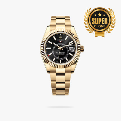 [Super Clone] Regency Dual Time 42 mm Timeless Fluted Bezel Bright black Dial 336938 9785
