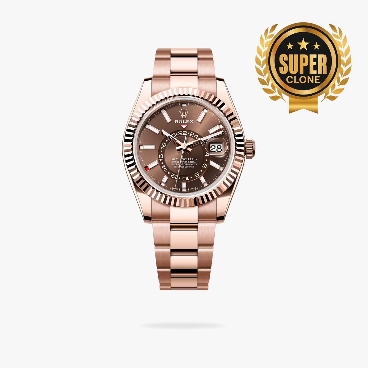[Super Clone] Regency Dual Time 42 mm Timeless Fluted Bezel Chocolate Dial 336935 3292