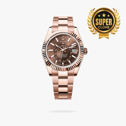 [Super Clone] Regency Dual Time 42 mm Timeless Fluted Bezel Chocolate Dial 336935 3292