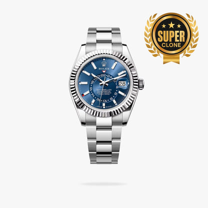 [Super Clone] Regency Dual Time 42 mm Timeless Fluted Bezel Bright blue Dial 336934 9957