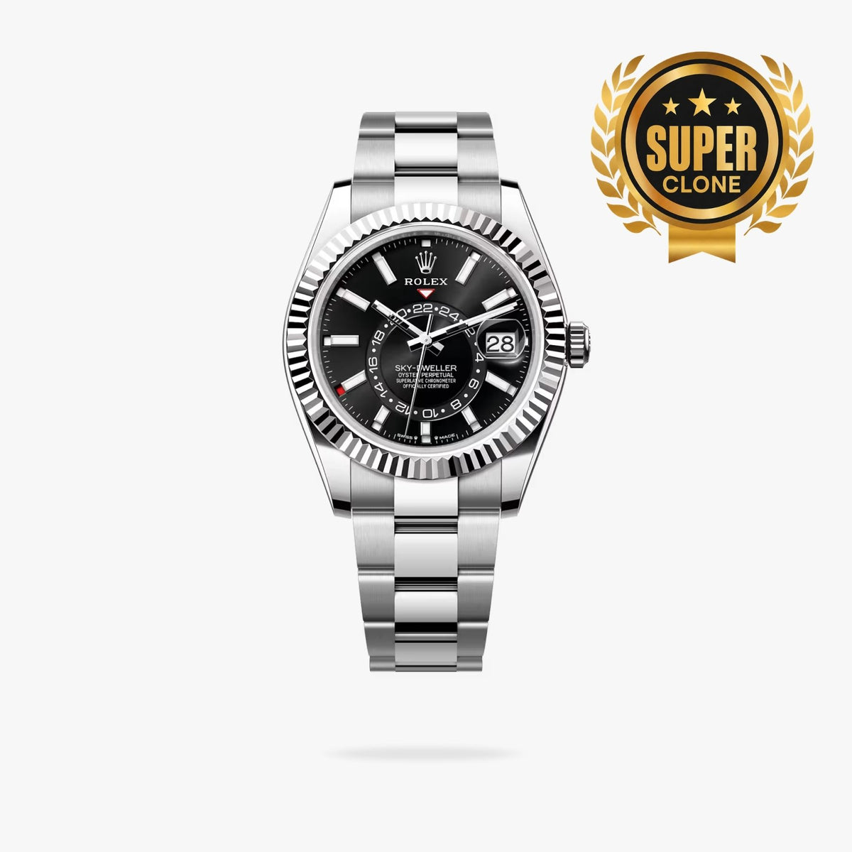 [Super Clone] Regency Dual Time 42 mm Timeless Fluted Bezel Bright black Dial 336934 8320