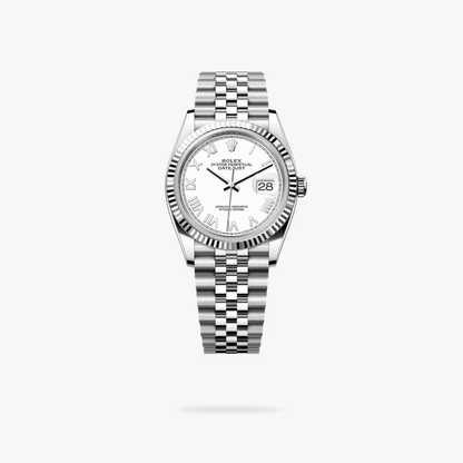 Regency Classic Date 36 mm Five-Link Fluted Bezel White Dial 126234 3757