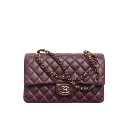Classic Medium Smooth Leather Handbags Burgundy 25cm Classic Bag