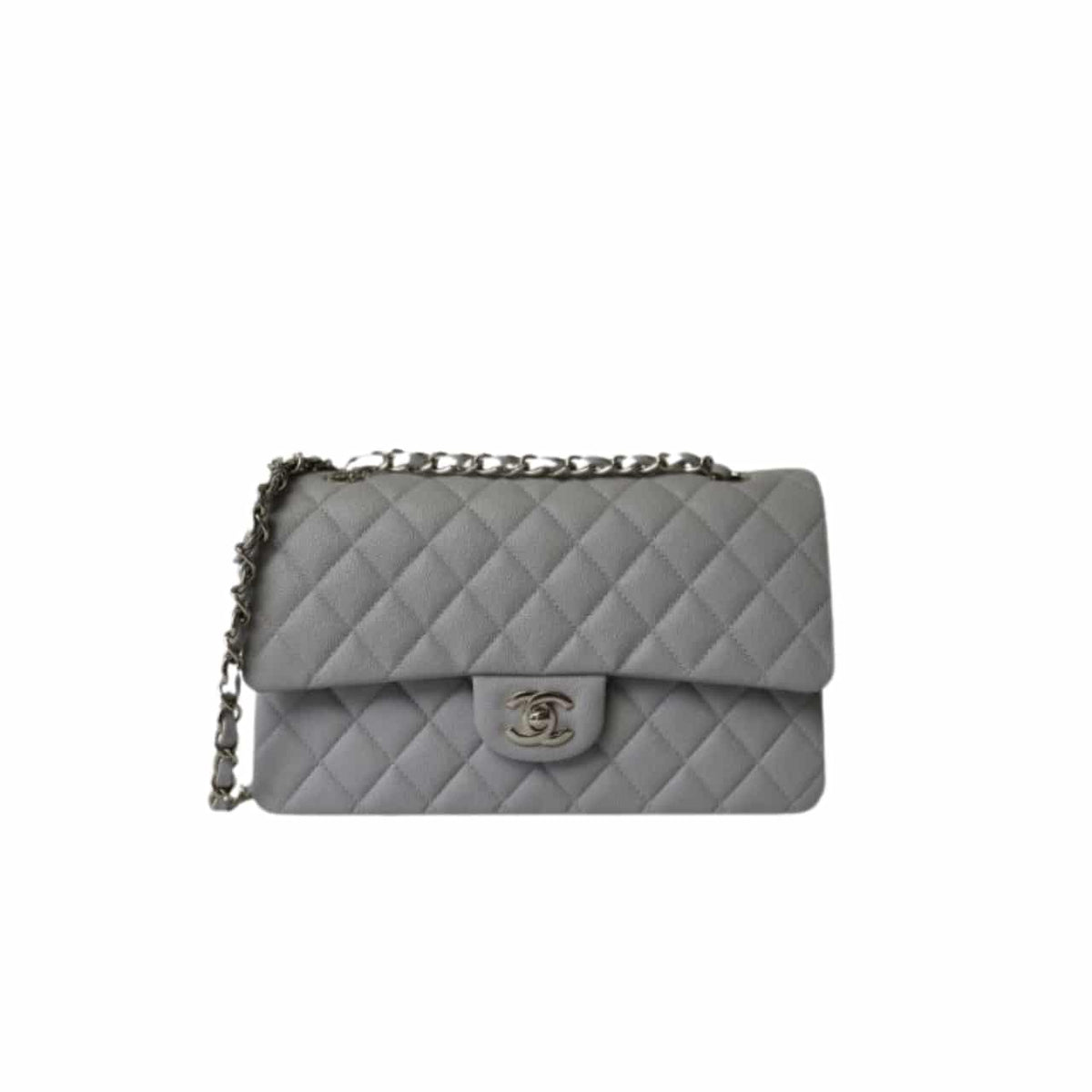 Classic Medium Grained Leather Flap Bags Grey 25cm 22 New Collection Bag Flap Bag