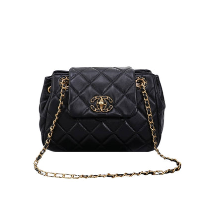 Mix Accordion Quilted Glazed Leather Flap Bag Black 23cm 22 New Collection Bag Flap Bag