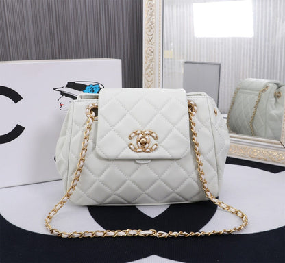 Mix Accordion Quilted Glazed Leather Flap Bag White 23cm 22 New Collection Bag Flap Bag