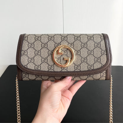Blondie GG Supreme Canvas Chain Wallet Bag Beige Ebony 21Cm ‎‎725215 K9GSG 8358 Blondie Bag