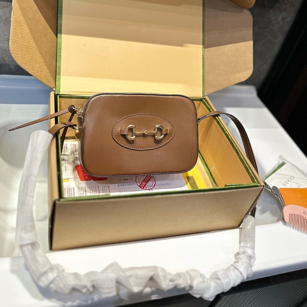 Horsebit 1955 Mini Leather Shoulder Bag Brown 18Cm‎ 760196 1Aaqd 2361 Horsebit 1955 Bag