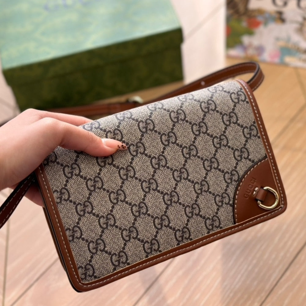 GG Emblem Mini GG Supreme Canvas Shoulder Bag Beige And Brown 20cm 820688 Fad6l 9758 Emblem Bag