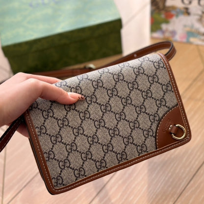 GG Emblem Mini GG Supreme Canvas Shoulder Bag Beige And Brown 20cm 820688 Fad6l 9758 Emblem Bag