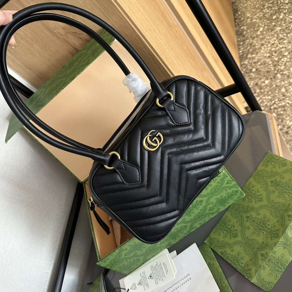 GG Marmont Small Matelasse Leather Top Handle Bag Black 25Cm 795199 Aabzb 1000 MARMONT Bag