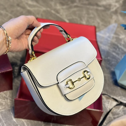 Horsebit 1955 Mini Leather Top Handle Bag White ‎15Cm 781387 1Aaqd 9022 Horsebit 1955 Bag