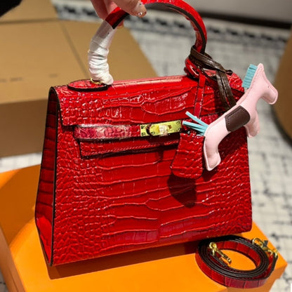 Kelly 25 Shiny Alligator Handbag Red 25Cm Kelly Bag