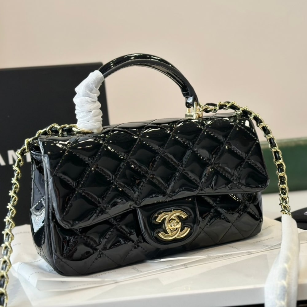 Classic Mini Patent Leather Top Handle Bags Black 20cm AS2431 B18237 94305 Classic Bag