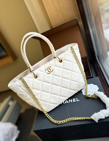 Small Smooth Leather Shopping Tote Bag White 25cm AS4188 22 New Collection Bag Shopping Bag