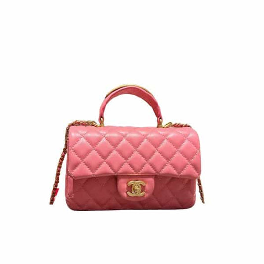 22B Small Smooth Leather Flap Bag Pink 20cm AS2431 22 New Collection Bag Flap Bag