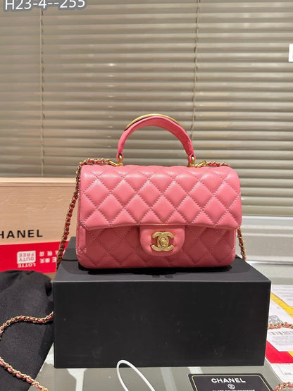22B Small Smooth Leather Flap Bag Pink 20cm AS2431 22 New Collection Bag Flap Bag