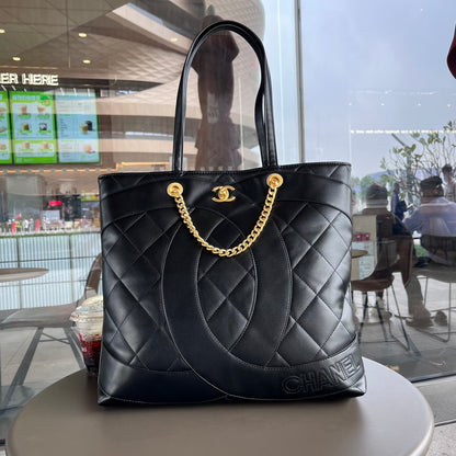 Shopping Smooth Leather Tote Bag Black 37cm 22 New Collection Bag Shopping Bag