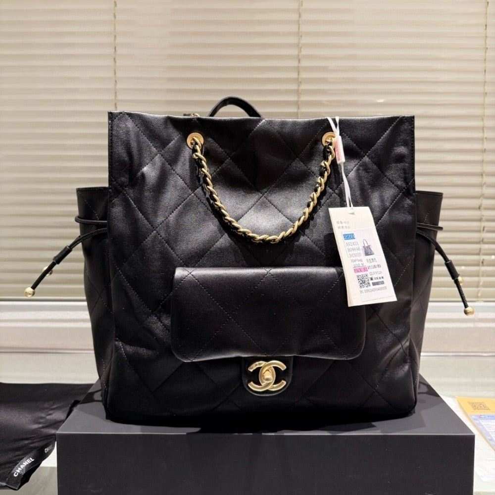 25C Shopping Bag Large Smooth Leather Tote Bag Black 33cm AS5315 B19030 10601 25 New Collection Bag