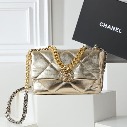 19 Medium Metallic Flap Bag Gold 26cm AS1160 B05457 NC293 22 New Collection Bag Flap Bag