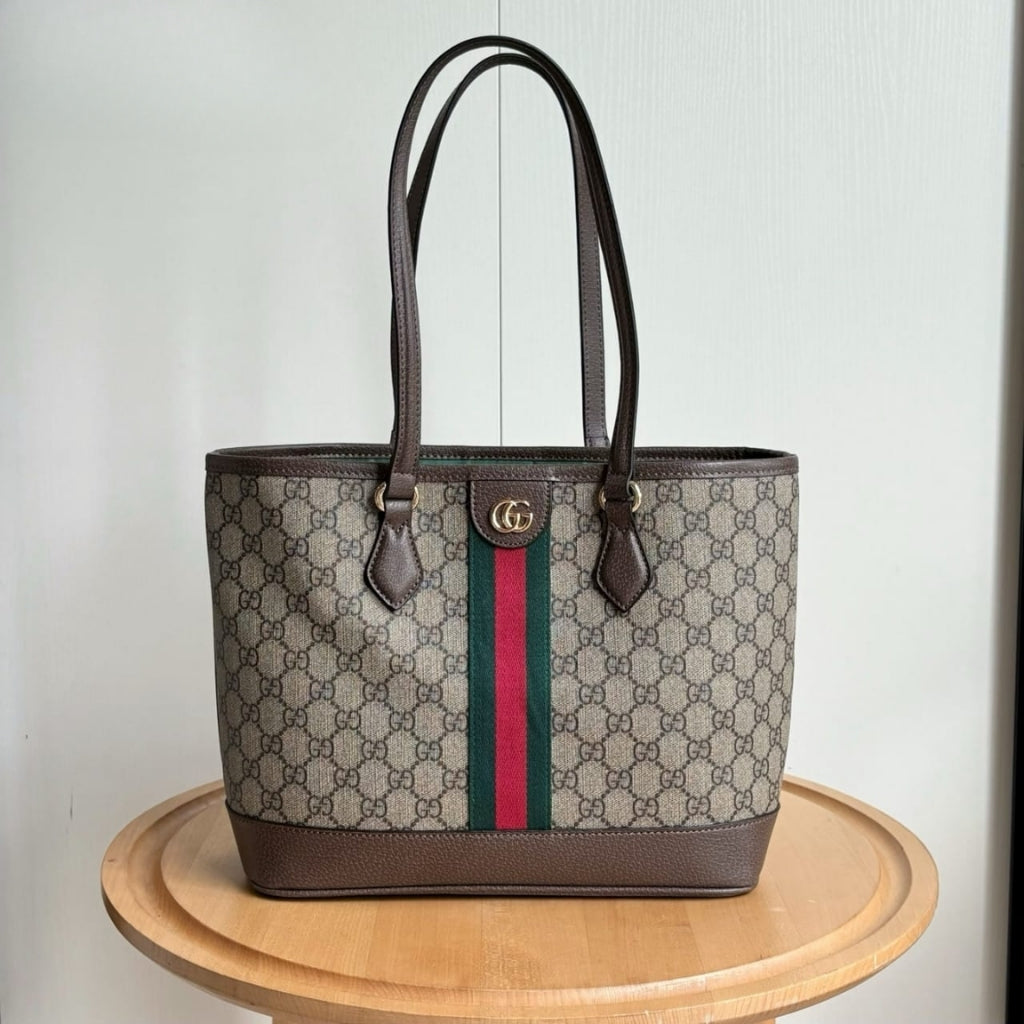 Ophidia Medium GG Monogram Tote Bag Beige And Brown 31Cm 836849 FAE0J 9867 OPHIDIA Bag