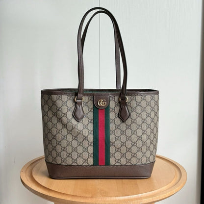 Ophidia Medium GG Monogram Tote Bag Beige And Brown 31Cm 836849 FAE0J 9867 OPHIDIA Bag