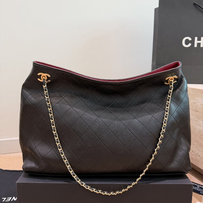 Large Tote Quilted Smooth Leather Black 40cm 22 New Collection Bag Shopping Bag