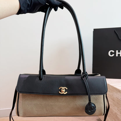 Small Shopping Bag Suede Leather Beige And Black 30cm 22 New Collection Bag Shopping Bag