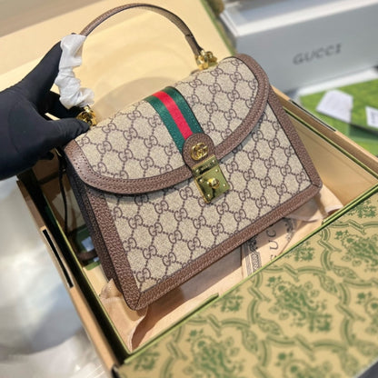 Ophidia Medium GG Supreme Canvas Top Handle Bag Beige And Ebony 25Cm 651055 96IWX 8745 OPHIDIA Bag