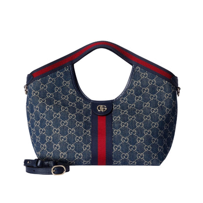 Giglio Small GG Denim Tote Bag Blue And White 25cm 860845 FAFRW 8864 Giglio Bag