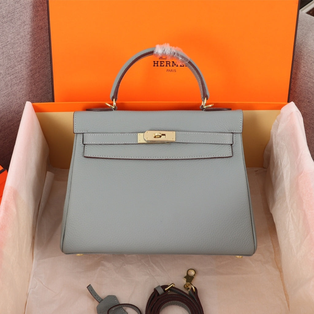 Kelly Sellier Epsom Gold Hardware Handbag Grey 25Cm Kelly Bag
