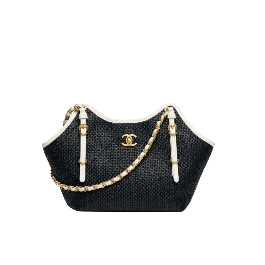 Shopping Bag Small Braided Raffia Tote Bag Black White 18cm AS6015 B22594 U5559 22 New Collection Bag Shopping Bag
