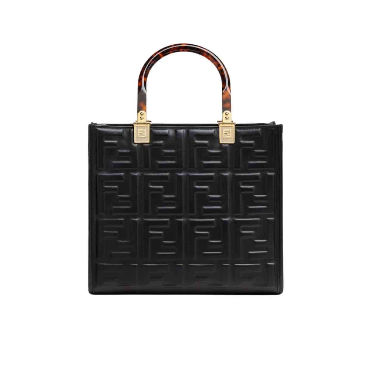 Sunshine Small Shopper FF Embossed Leather Tote Bag Black 25Cm 8Bh394Amcvf0Kur 22 New Collection Bag Sunshine Bag