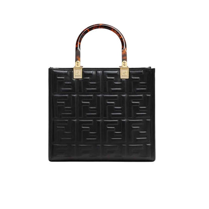 Sunshine Small Shopper FF Embossed Leather Tote Bag Black 25Cm 8Bh394Amcvf0Kur 22 New Collection Bag Sunshine Bag