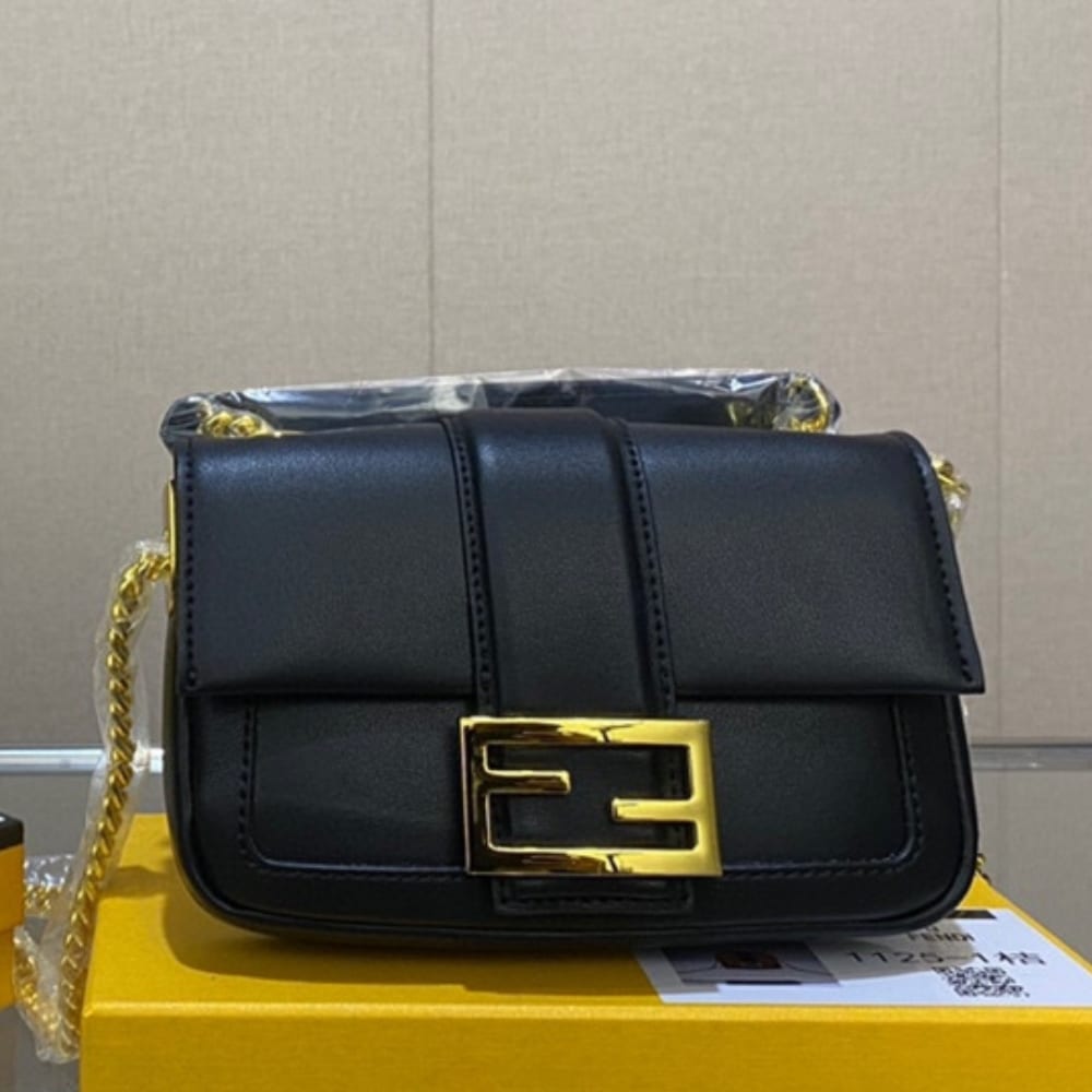 Baguette Mini Leather Chain Bag Black 19Cm 22 New Collection Bag Baguette Bag