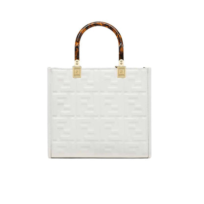 Sunshine Small Shopper FF Embossed Leather Tote Bag White 25Cm 8BH394AMCVF0QVL 22 New Collection Bag Sunshine Bag