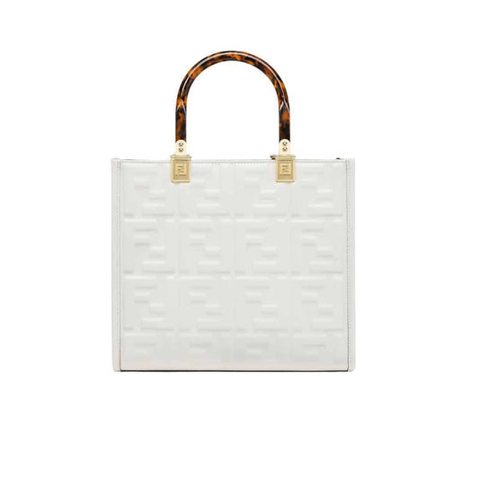 Sunshine Small Shopper FF Embossed Leather Tote Bag White 25Cm 8BH394AMCVF0QVL 22 New Collection Bag Sunshine Bag
