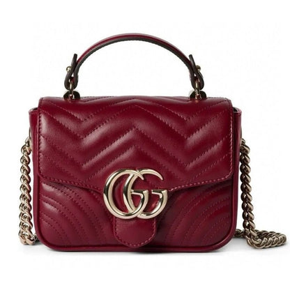 GG Marmont Mini Matelasse Leather Top Handle Bag Red 17Cm ‎811238 AAECK 6207 MARMONT Bag