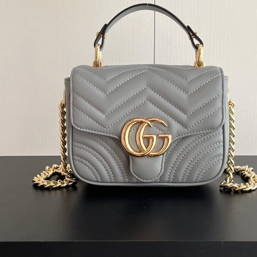 GG Marmont Mini Matelasse Leather Shoulder Bag Grey 17cm MARMONT Bag