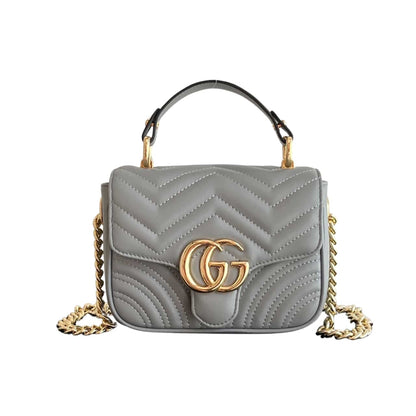GG Marmont Mini Matelasse Leather Shoulder Bag Grey 17cm MARMONT Bag