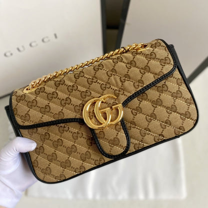 GG Marmont Small GG Supreme Canvas Shoulder Bag Beige 26cm 443497 HVKEG 9772 MARMONT Bag