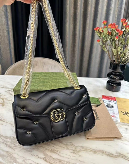 GG Marmont Mini Matelasse Leather Shoulder Bag Black 23Cm 443497 Aacpg 1000 MARMONT Bag