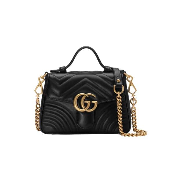 GG Marmont Mini Matelasse Leather Top Handle Bag Black 20Cm ‎547260 Dtdit 1000 MARMONT Bag